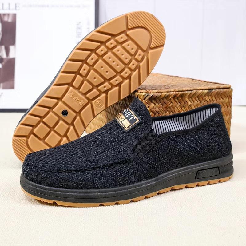 Men's Old Beijing Canvas Shoes, Soft Sole Casual Walking Shoes, Comfort Work Shoes for Middle-Aged and Elderly Men