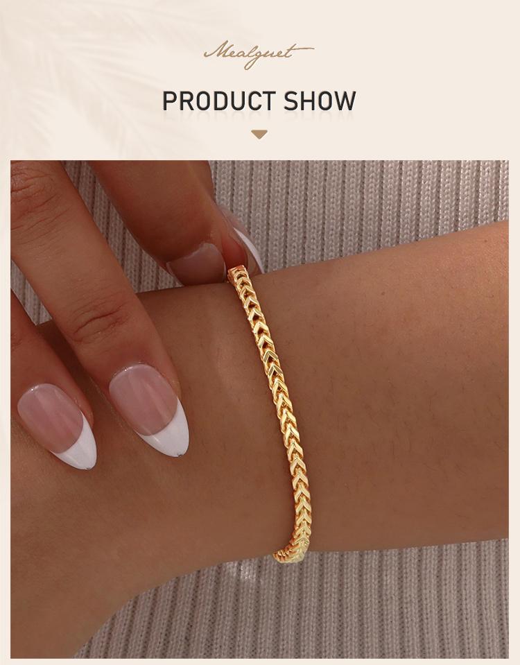 Adjustable Wheat Chain Bracelet for Women, Gold Plated Link Waterproof Jewelry, Party Birthday Bracelets Gift