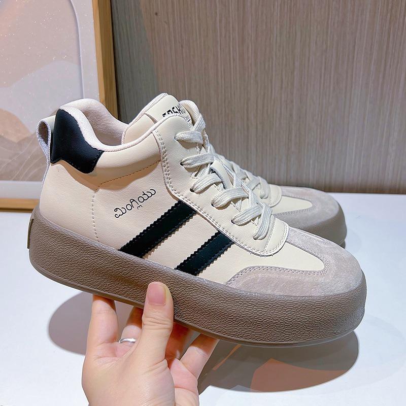 Genuine Leather De Training Shoes Thick Bottom Sports White Shoes Retro Gump Shoes Casual Women's Shoes