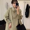 Осень и зима новая шерстяная куртка женская роговая пуговица утолщенная высококачественная средней длины двусторонняя кашемировая куртка