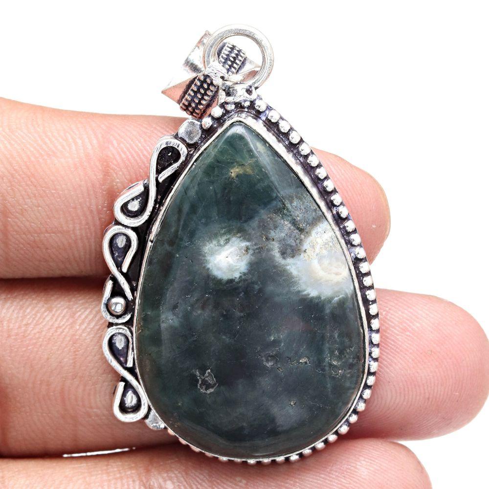 Подвеска из дизайнерского яшмового камня, ручная работа, серебряное украшение ко Дню матери, 2 дюйма