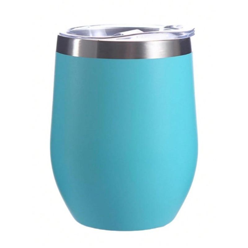 Wine Tumbler With Push Lid, Stemless Insulated Wine Glasses, Double Wall Vacuum Stainless Steel Travel Tumbler