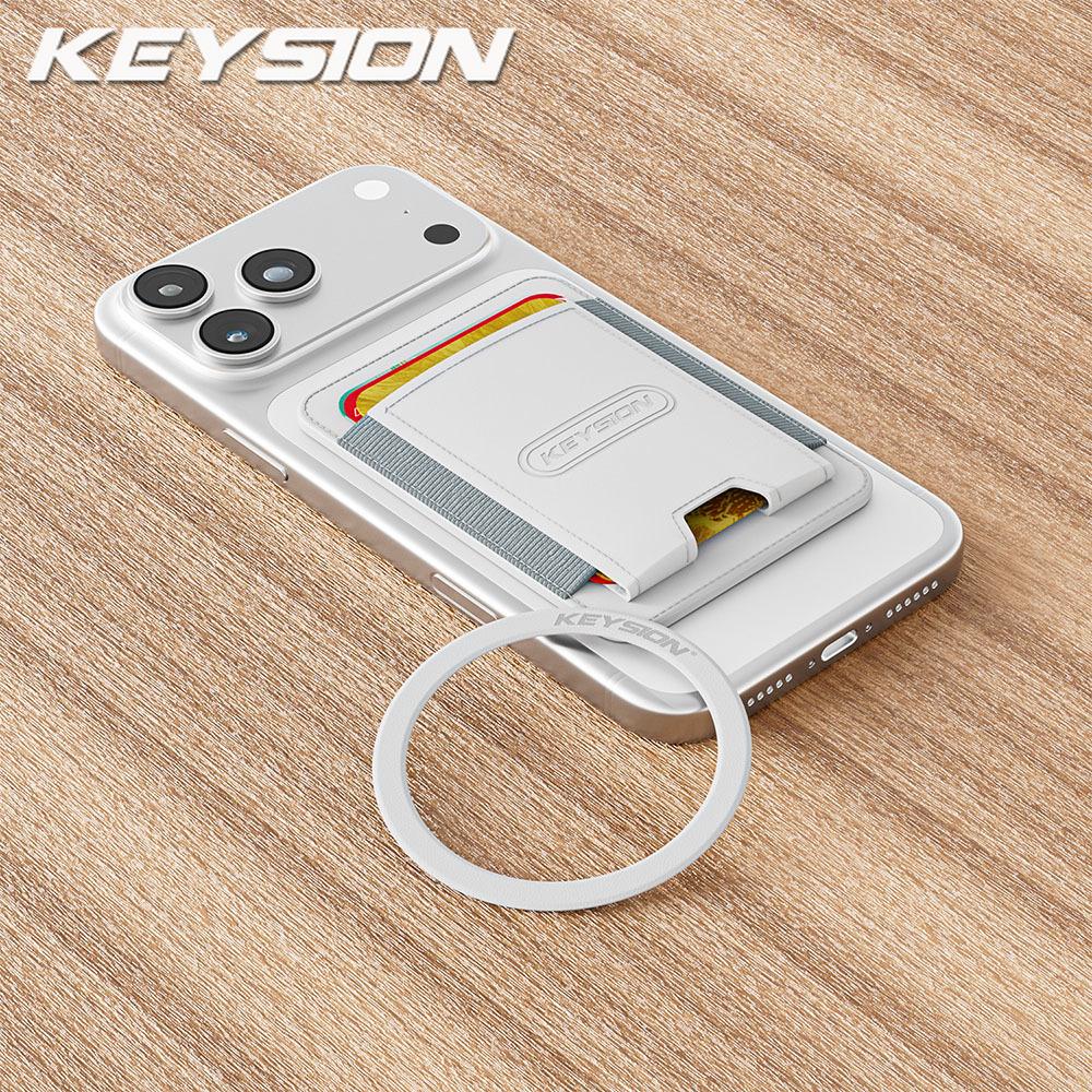 KEYSION Магнитный чехол-держатель для карт MagSafe для iPhone 17 16 15 Pro Max Samsung Huawei Эластичный кошелек-сумка из ПУ кожи Чехол для телефона