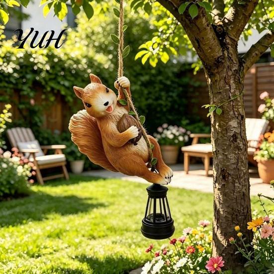 Decorative Porch Lighting Climbing Animal Solar Light, Resin Statue with Lantern, Novelty Yard Art for Trees Hanging Garden Light Outdoor Tree