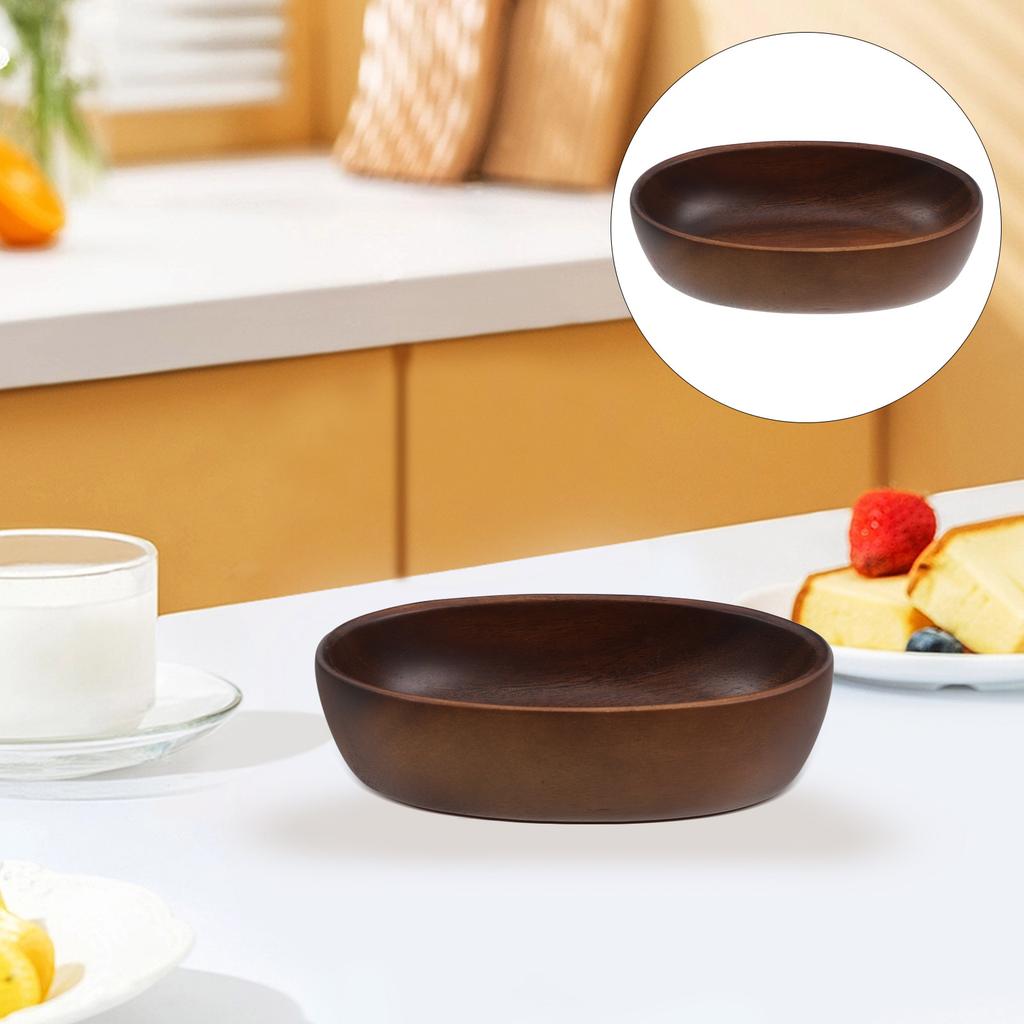 Large Walnut Wood Ship Shaped Bowl Dark Brown Vintage Fruit Salad Serving Bowl for Kitchen Counter Use