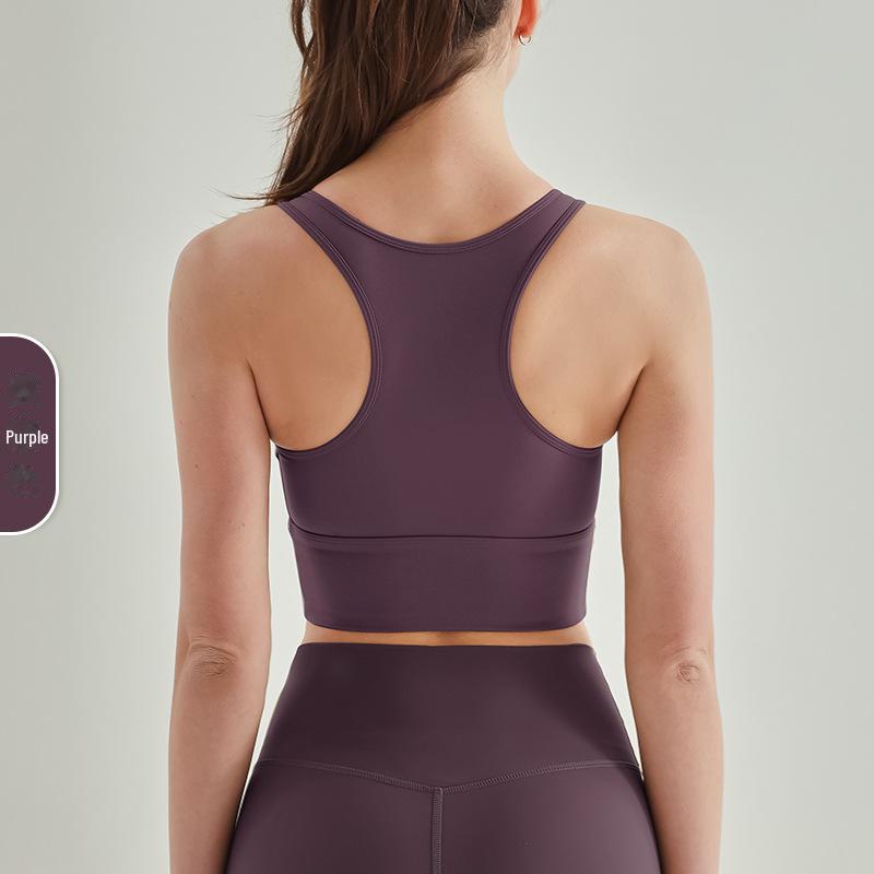 Женский жилет для йоги повышенной прочности: Бюстгальтер Sanded Nude Feel, цельный, фиксированная чашка, ударопрочный, для фитнеса сзади