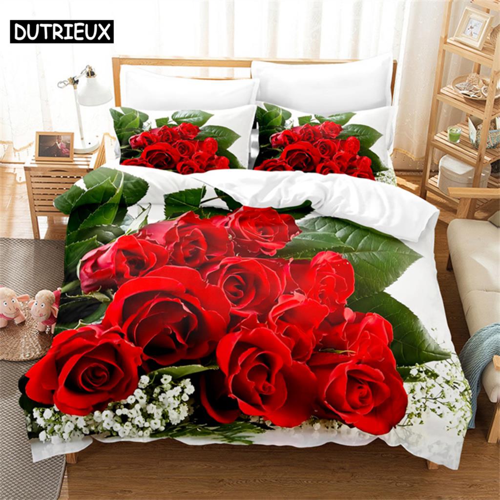 Роскошный комплект постельного белья Red Rose Queen, пододеяльник, комплект постельного белья, комплект постельного белья, пододеяльник King Size, комплект постельного белья