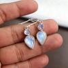 Moonstone Gemstone Women Dangle Earring, Handmade Earring, Pear Round Stone Earring, Bezel Earring, Gift For Her
