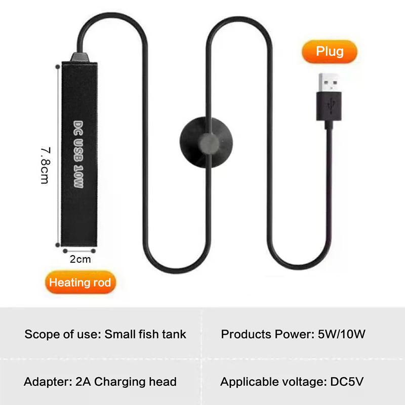 USB Мини-аквариумный нагреватель для маленького аквариума Регулятор температуры Термостат Нагреватель 5/10 Вт