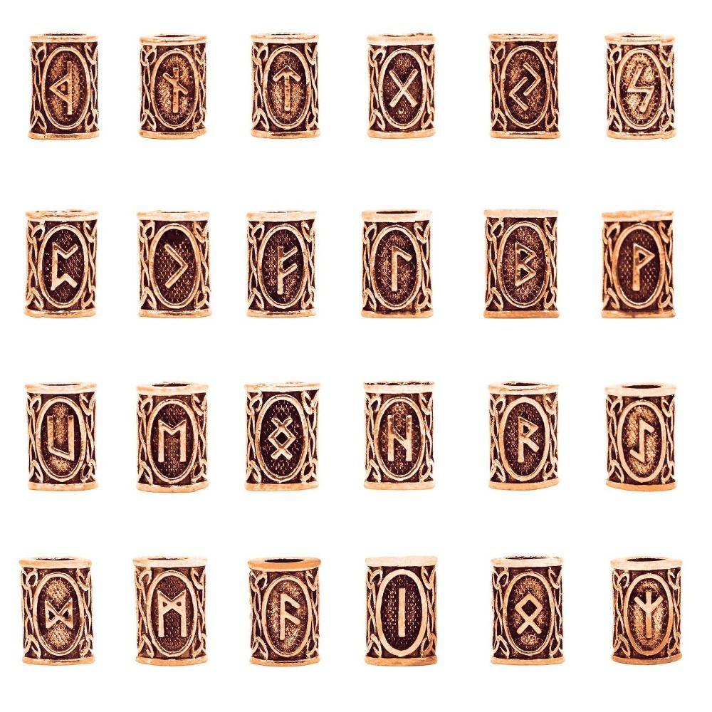 24 шт./лот Подвески для волос Коса Борода DIY Дреды Бусины Руны викингов Бусины подходят для бороды или волос