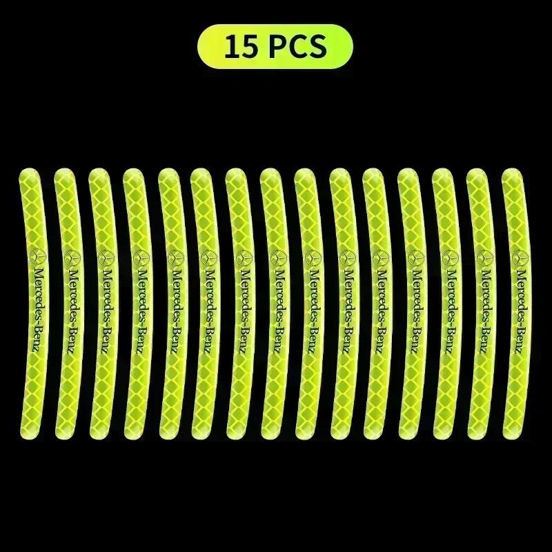 SCQK9 Luminous Car Wheel Hub Stickers High Reflective Stripe Tape for Mercedes Benz W203 W204 W205 W206 W212 W213 W222 W223 E300 C200