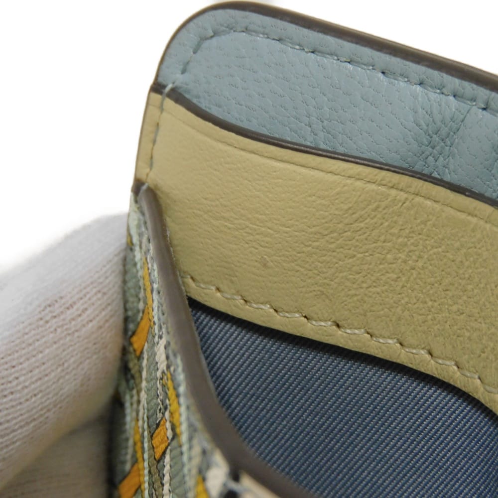 Used Robinson Fragment Case 10833, 79423, 7943, Saffiano Card Case with Double T Logo, Multicolor, Unisex from Japan