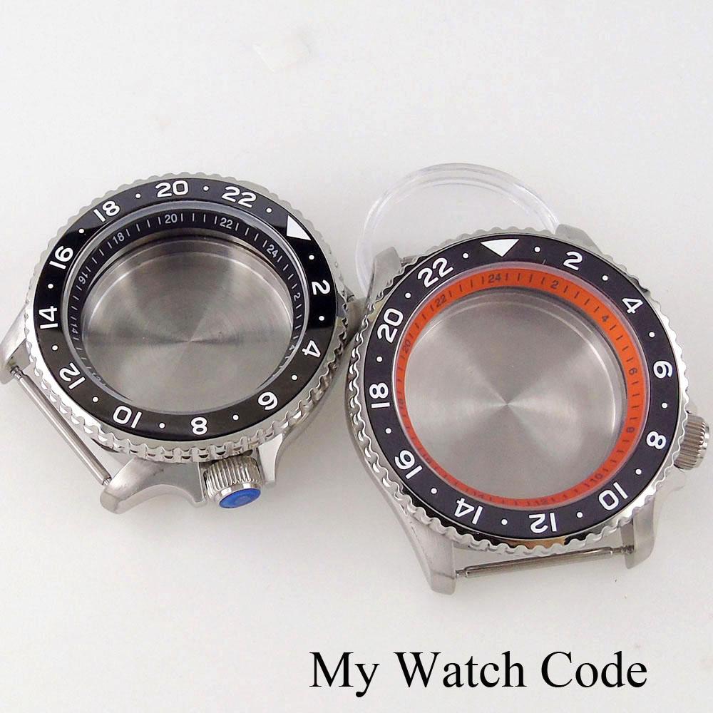 41mm SSKX001 GMT Watch Case for NH34 NH35 NH36 NH38 Movement Steel Diving Case for Watch Maker 24 Hours Chapter Ring 3.8 Crown