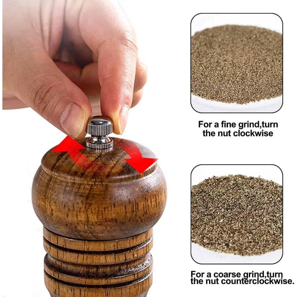 Деревянная мельница для перца/соли, регулируемая керамическая мельница, ручные мельницы для специй для домашнего использования на кухне