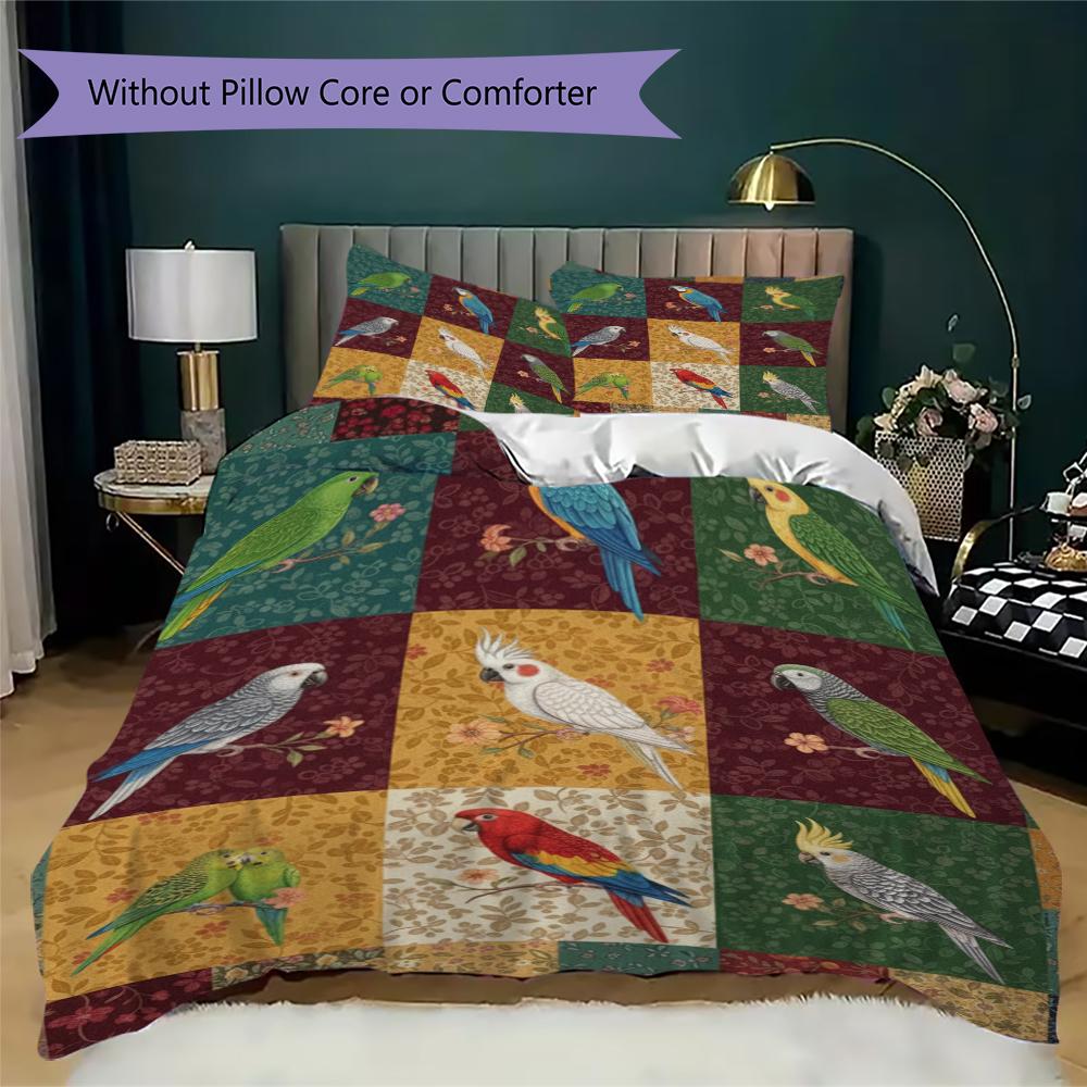 Retro Patchwork Bird Pattern Bedding uilt Set uilt Cover Pillowcase Home Decoration Birthday Gift (1 * duvet cover + 2 * pillowcase without core)62