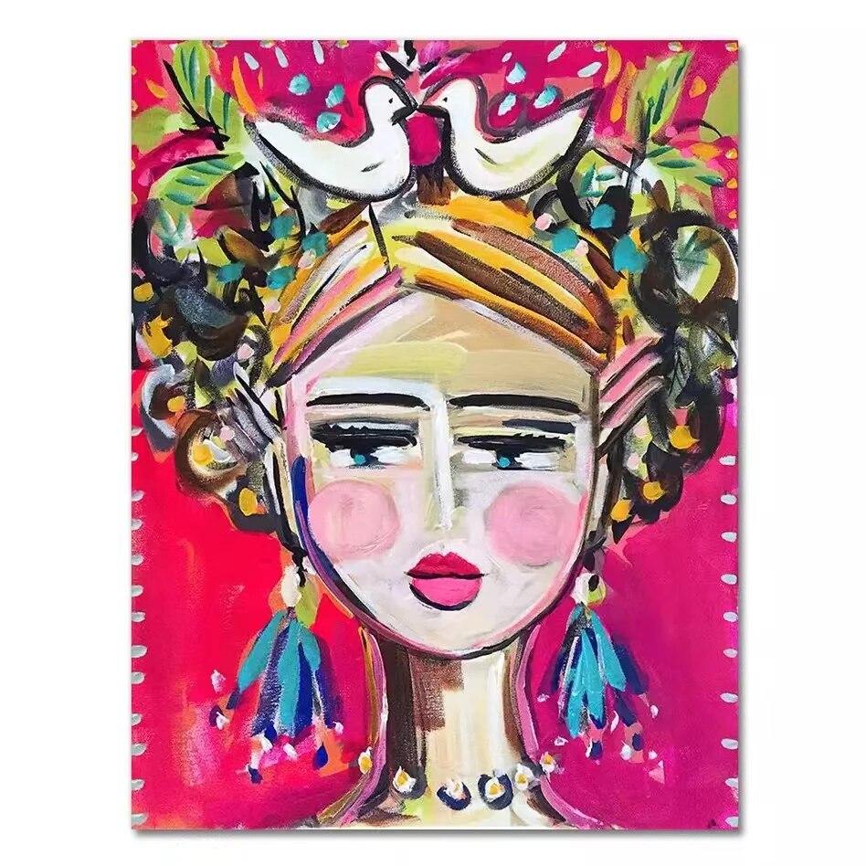Modern Abstract Woman Portrait Impressionist Canvas Girl Posters and Prints Wall Art Pictures for Home Decor