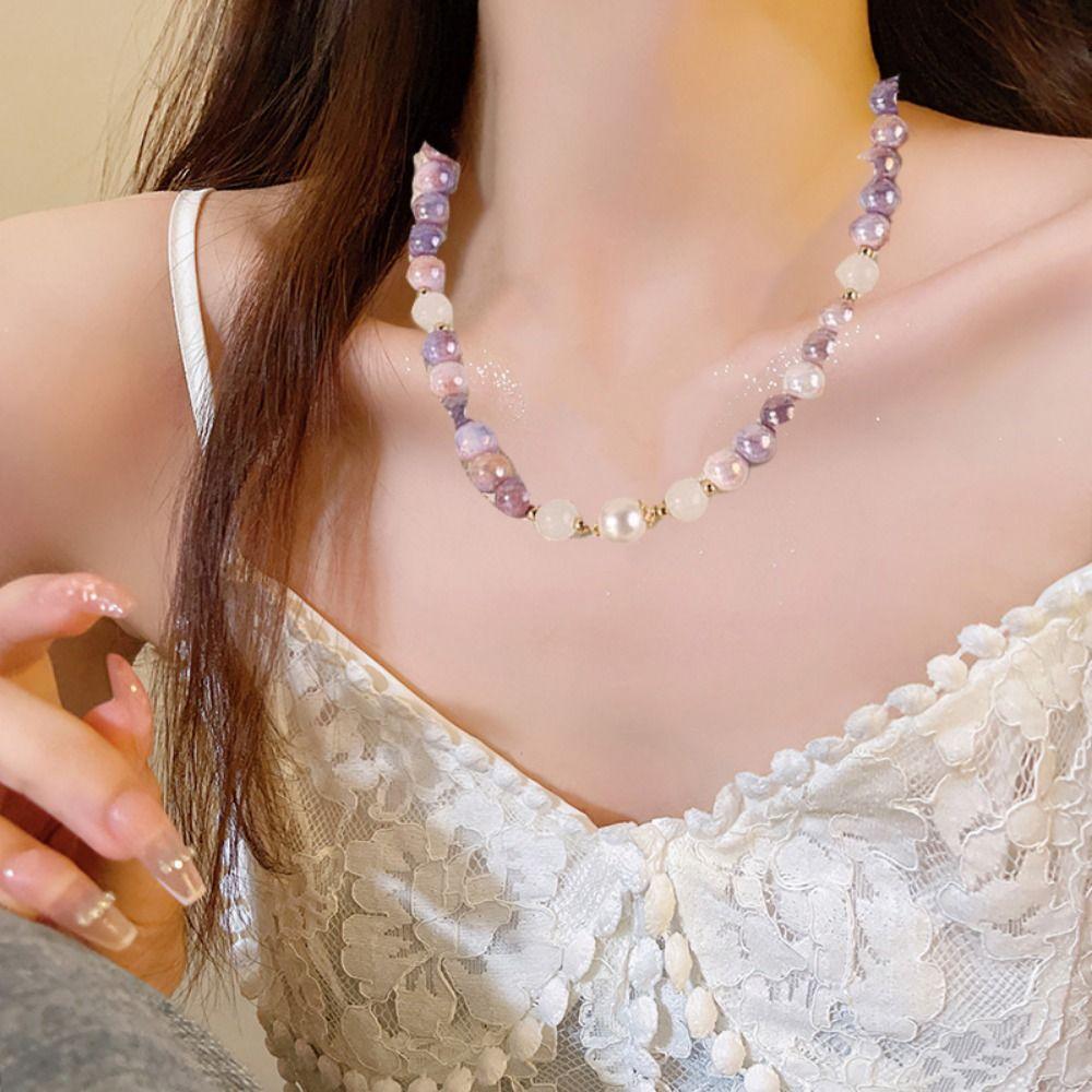 Модное красочное хрустальное ожерелье, милый браслет-цепочка, ювелирные изделия, цепочка для ключиц, жемчужные украшения