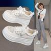New Chinese-style Muffin Thick-soled Women's Autumn Models, Mesh Breathable Lace Hollow Casual Inner Height Increase Casual Women's Shoes