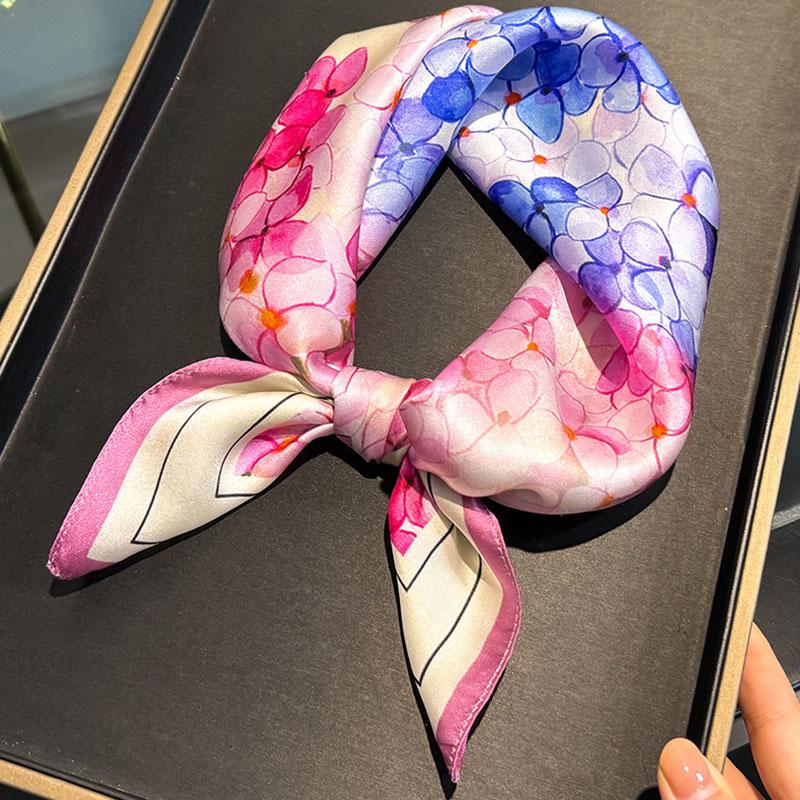 Small Neck Scarves Pure 100% Silk Scarf Floral Printed Women Square Handkerchief Headband Bag Scarfs Female Ladies Bandana
