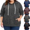 Women's  Casual Large Sized Long Sleeved Hooded Solid Color Sweatshirt