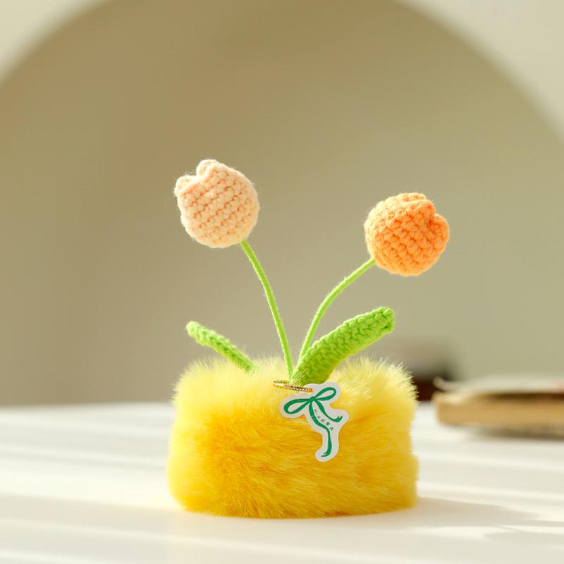 1Pc Simulated Potted Plant Souvenir Plush Home Decoration Plush Holiday Gifts Tulip Yarn Sunflower