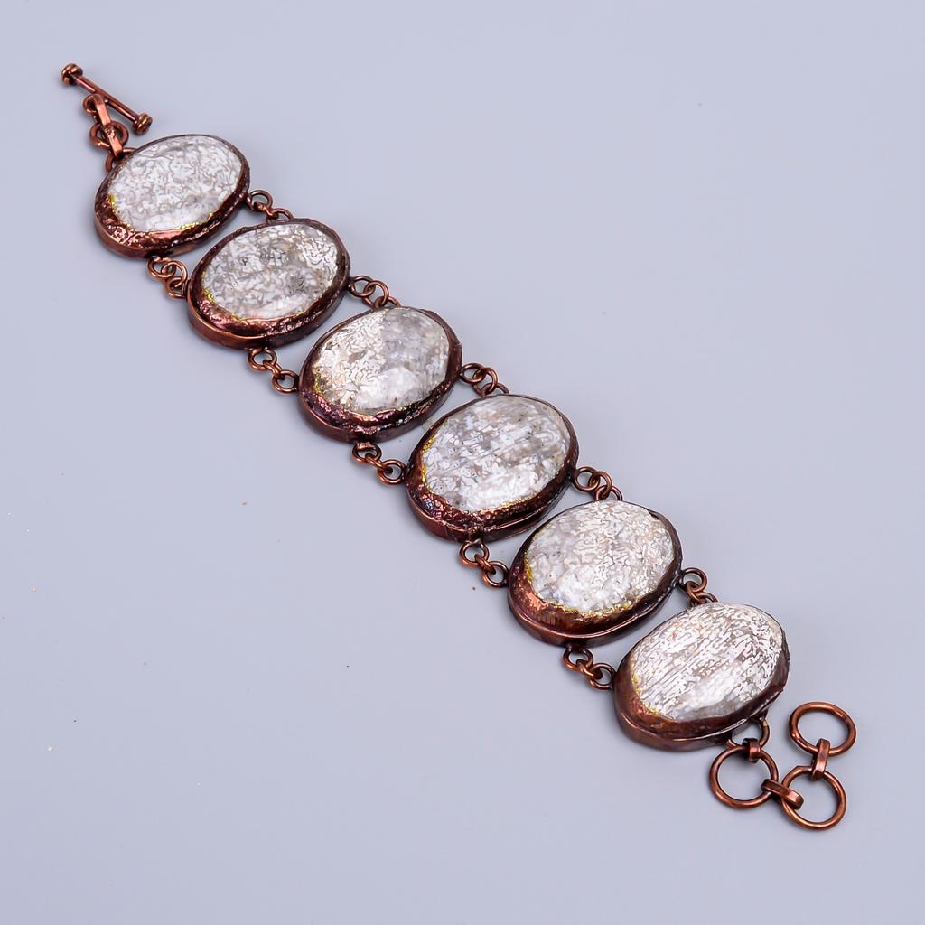 Fossil Coral Stone Electroformed Statement Unique New Bracelet Jewelry Copper V-76