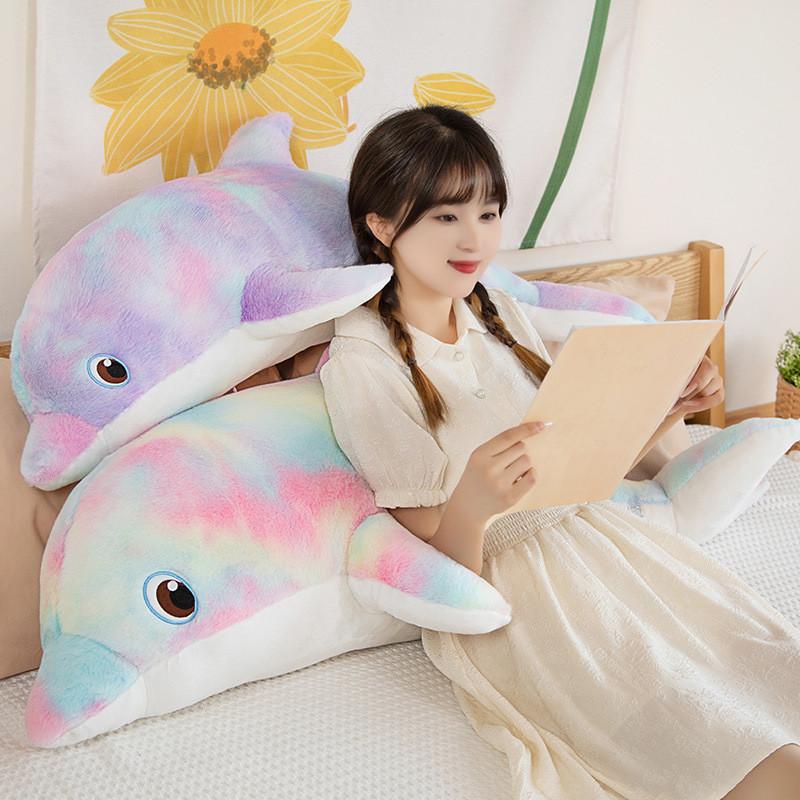 Rainbow Dolphin Plush Toy With Sleep Pillow For Kids Bedtime And Play