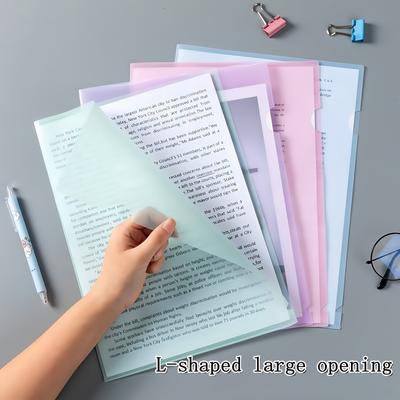 4 шт. прозрачные L-образные папки-файлы формата А4, держатели для одной страницы для резюме, документов и организации, школьные принадлежности, школа
