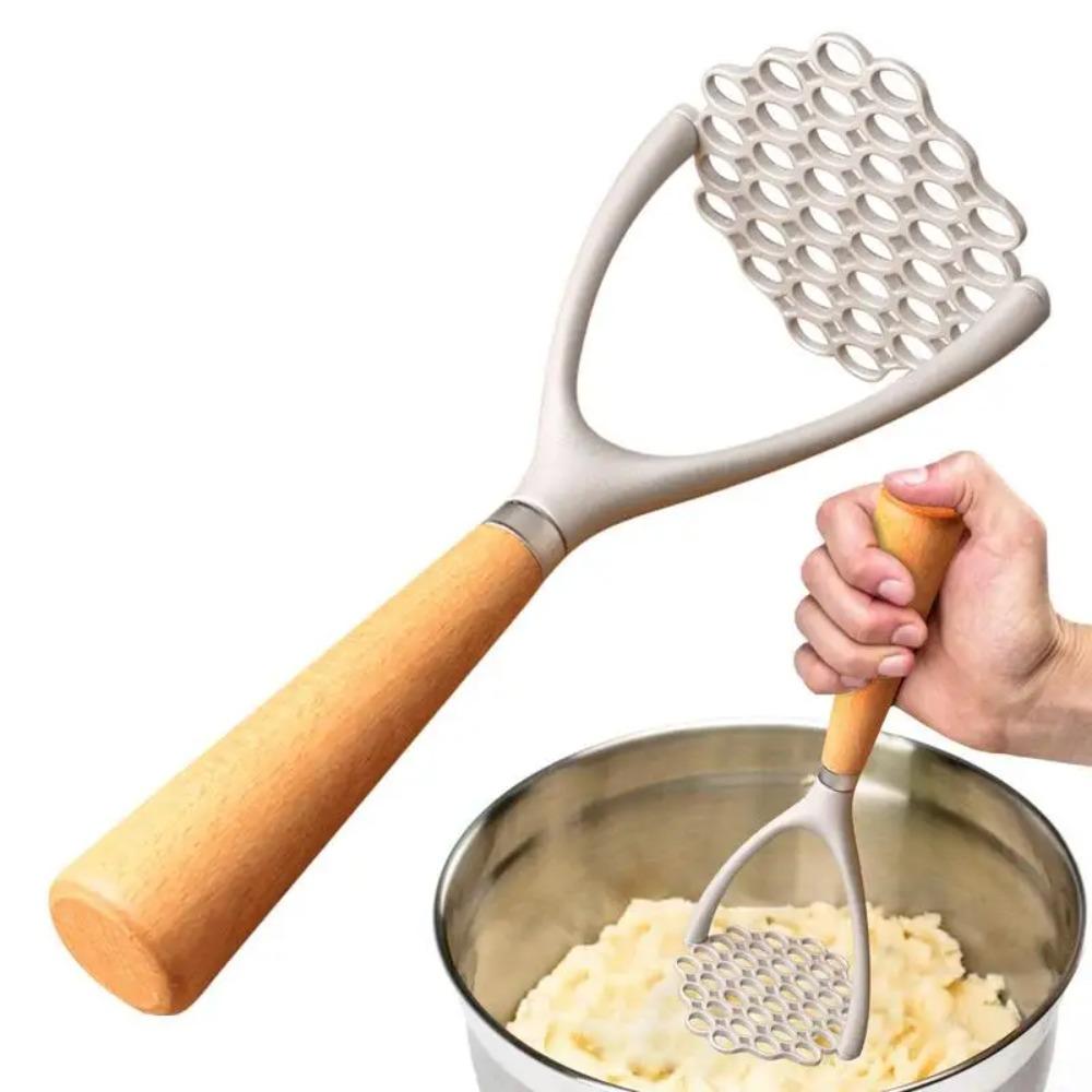 Wooden Handle Potato Masher Manual Garlic Press Household Vegetable Smasher Meat