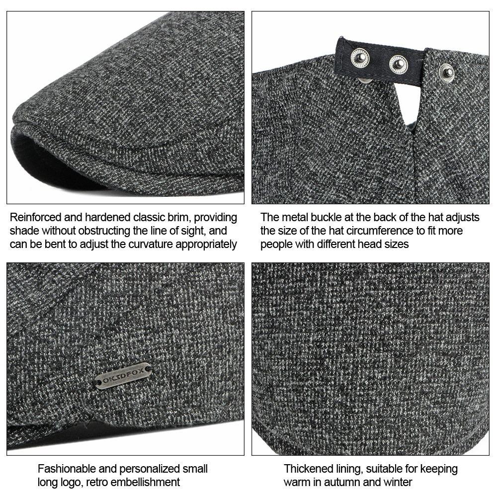 Fashion Winter Beret Hat Thick Warm Casual Newsboy Hat Soft Retro Leisure Visor Cap Men Women