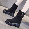 Female Ankle Boots Chunky Wedges Footwear Moon Booties Elastic Platform Short Shoes for Women Sock Comfortable and Elegant Boot