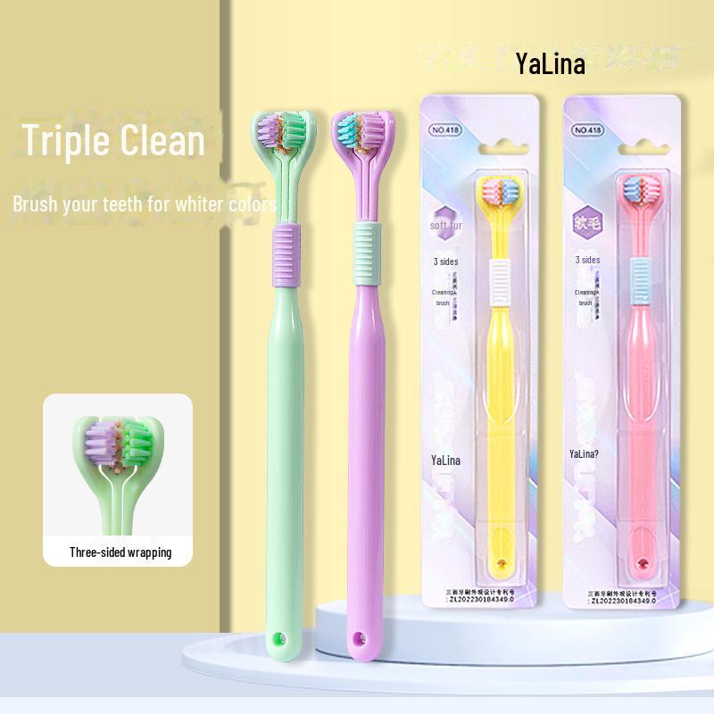 Трехсторонняя мягкая зубная щетка с прозрачной трубкой — универсальная защита десен для детей и взрослых