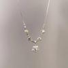 Aesthetic Colorful Rhinestone Star Pendant Silver Color Pearl Necklace for Women Beaded Neck Chain Jewelry Accessories