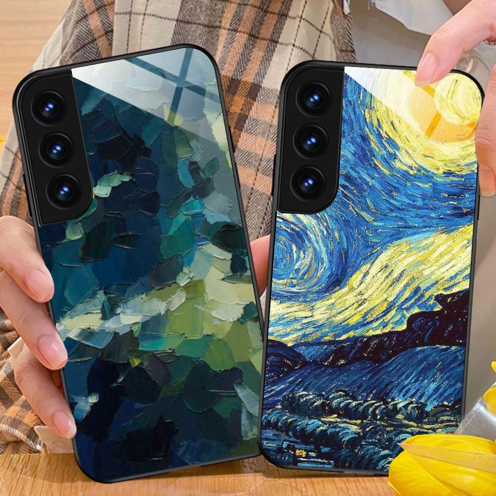 Чехол для телефона с абстрактной масляной живописью для Samsung Galaxy S26 S25 S24 S23 S22 S21 S20 Note20 Plus FE Ultra Защитная крышка из стекла
