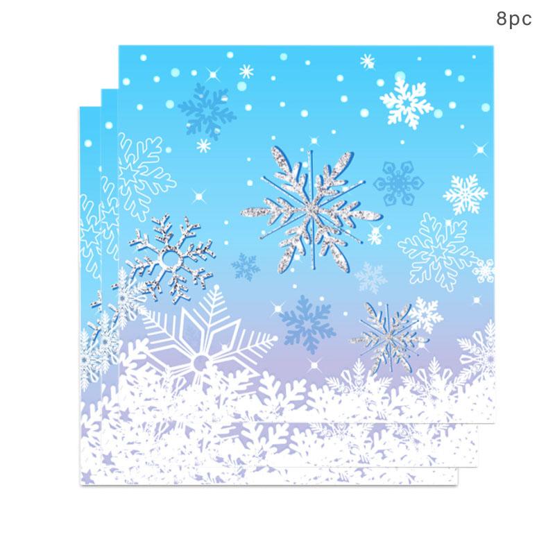 Одноразовая посуда «Синяя снежинка» Тарелки и чашки «Синий снег» Салфетки «Счастливого Рождества для девочек» Тема «Счастливого снега» Товары для вечеринки по случаю дня рождения