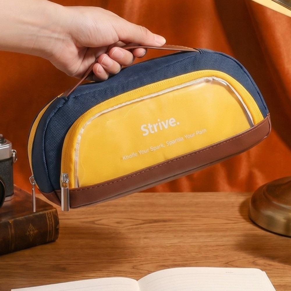 Contrasting Color Minimalist Pen Bag Large Capacity Pencil Case Pencil Pouch School Supplies