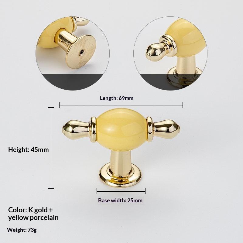 Modern Colored Ceramic Furniture Handle Golden Wardrobe Cabinet Handles Closet Door Knob Dressing Table And Drawer Pull Hardware