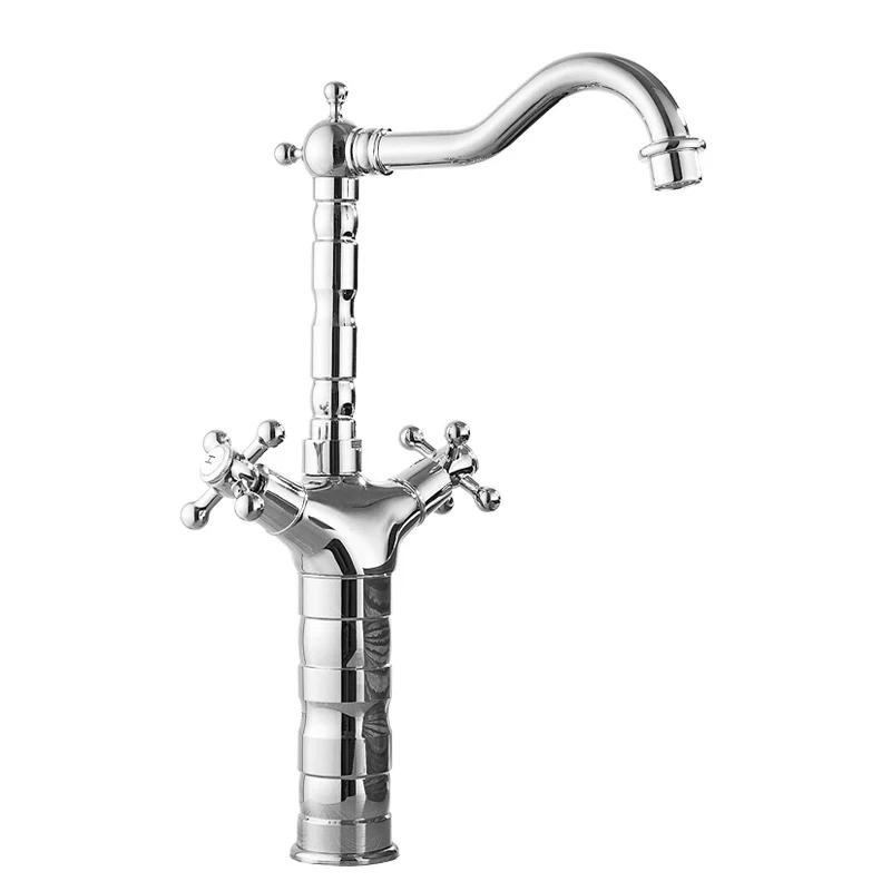 Золотой смеситель для раковины, смеситель для ванной комнаты, устанавливаемый на столешницу, с двумя ручками, черный смеситель для раковины, антикварный кухонный смеситель, хром