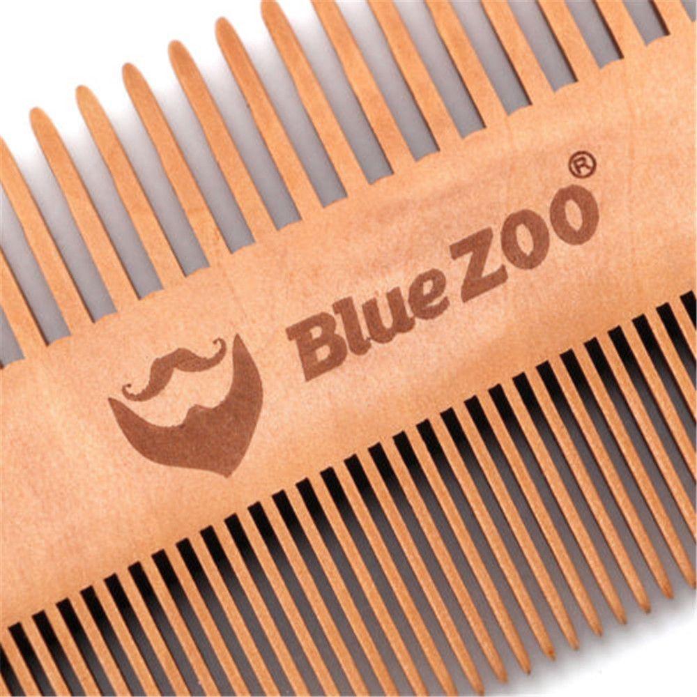 Hairdressing Wooden Card Package Beard Comb Double Side Fine Coarse Teeth Hair Mustaches Brush