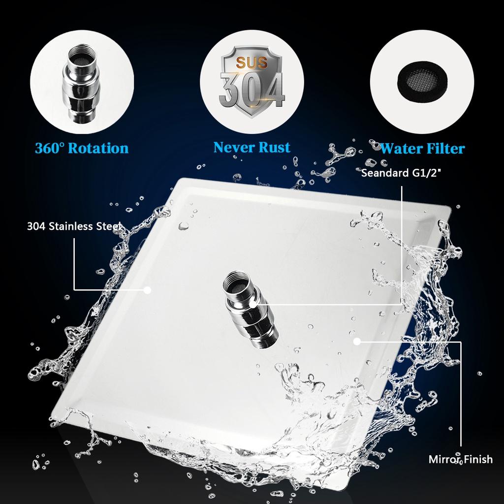 Ультратонкая лейка для тропического душа, серебристая, из нержавеющей стали, квадратная, 8/10/12 дюймов, лейка под давлением, большая лейка для душа