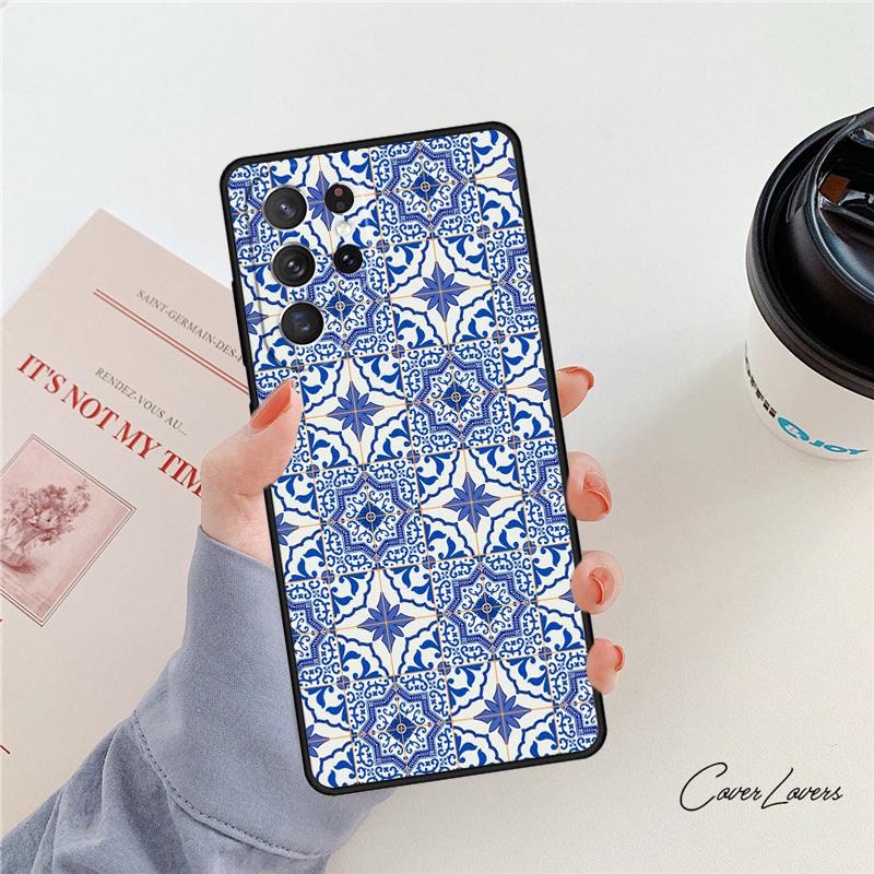 Резиновый чехол для телефона с марокканской плиткой Для Samsung Galaxy S24 S25 S23 S22 Ultra Note 10 20 Plus S20 S21 FE Чехол