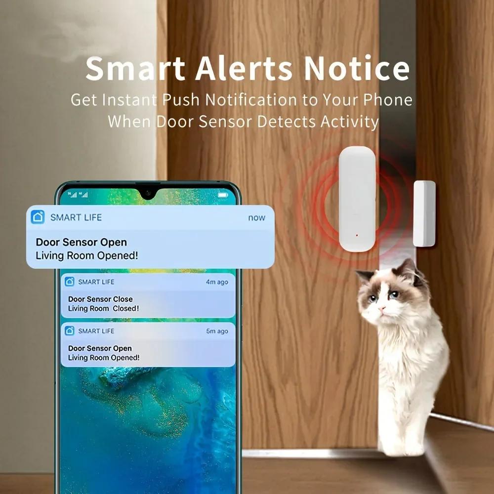 1-3 шт. ZigBee Датчик двери Умный дом Детектор открытия окна Tuya Умный дом Система сигнализации Голосовое управление Магнитный датчик безопасности