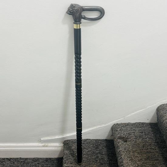 91.44 Cm Victorian Wooden Walking Stick Cane Lion Head Style