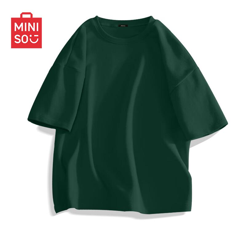MINISO Унисекс Однотонная футболка с коротким рукавом Свободный крой 100% Хлопок