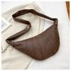 New Retro One-shoulder Crossbody Waist Bag Korean Version Simple PU Large Capacity Croissant Chest Bag