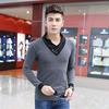Модная тенденция Slim Fit с длинным рукавом футболка мужская лоскутный воротник футболка V-образный вырез мужская футболка хлопковые футболки плюс размер 5XL
