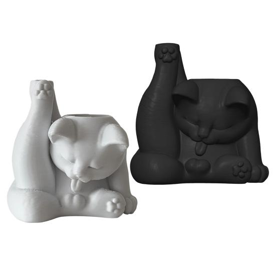 jijijing Cat Pen Holder, Cute Resin Desk Organizer, Funny Figurine, Decorative Storage Statue for Office Supplies, Creative Desktop Home Decor