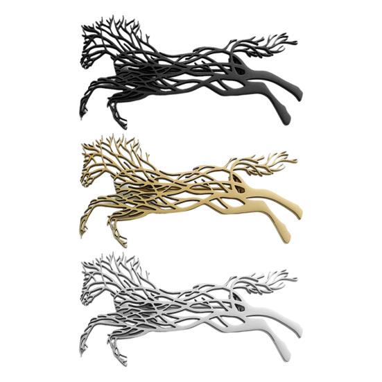 Galloping Horse Brooch Stainless Steel Hollow Design Brooch Pin Artistic Design Clothes Hats Bags Badge Fashion Accessories