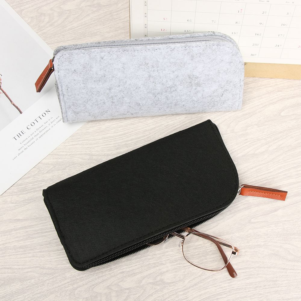 Wool Felt Cloth Zipper Eyeglasses Pouch Portatives Protector Sunglasses Case Box Glasses Case Bag
