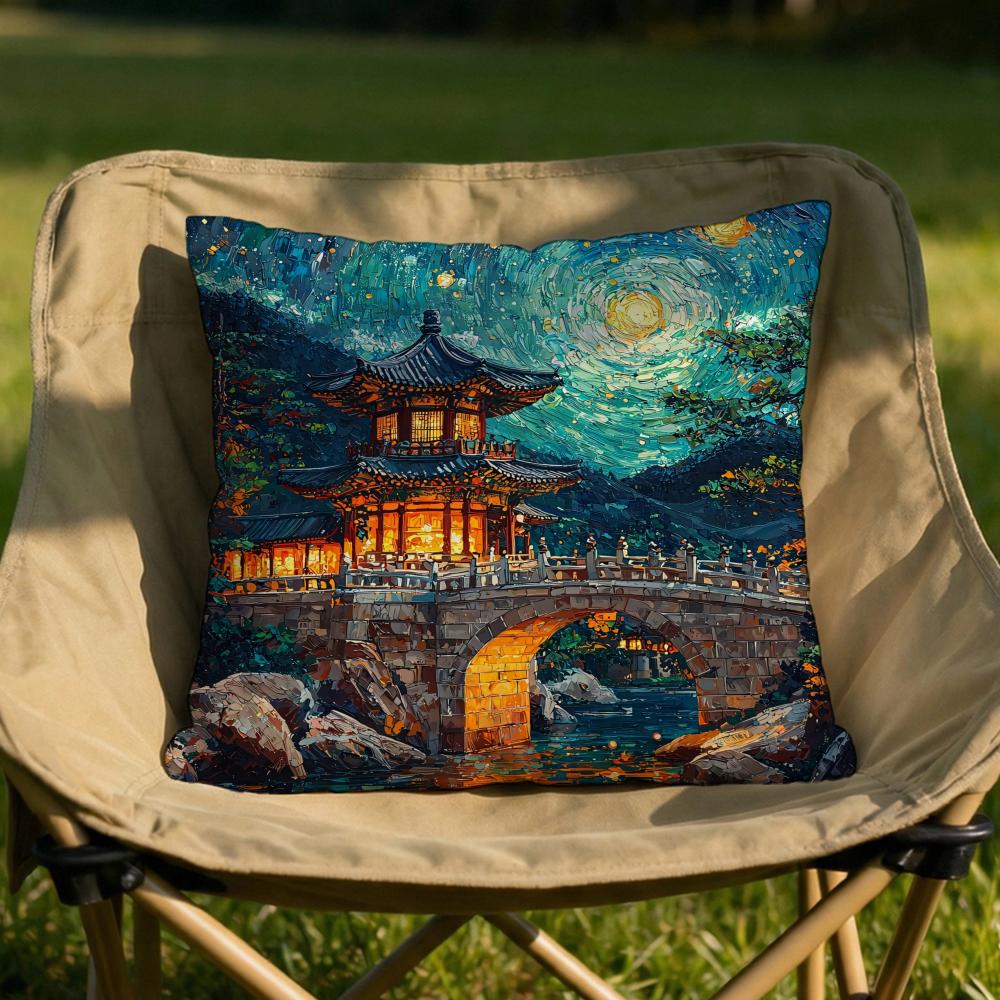 Korea Foguo Temple Cushion Cover Soft Reversible Durable Pillow Cover MultiScene Use for Home Car Daily Comfort